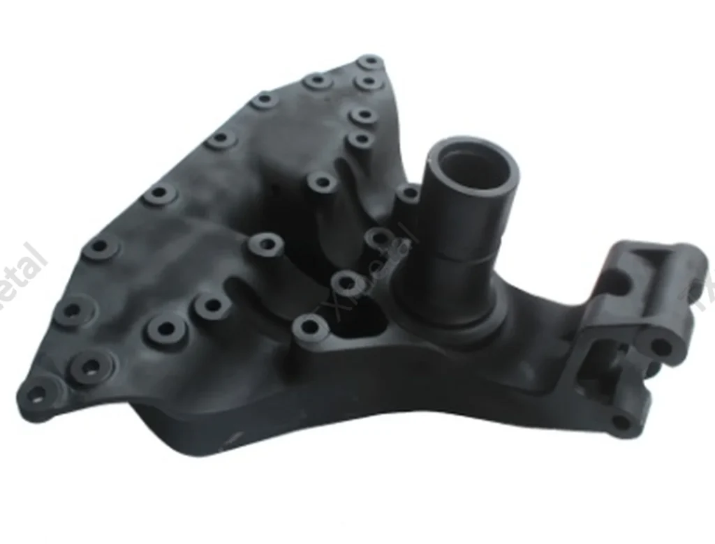 Ductile iron cast bracket for commercial vehicle chassis and suspension system.