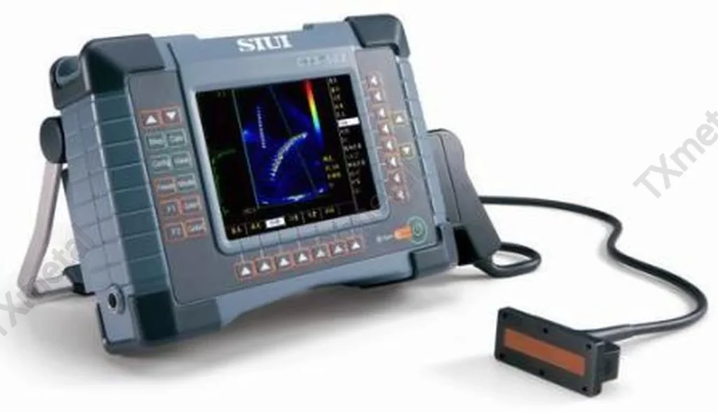 Phased array ultrasonic flaw detector used for non-destructive testing (NDT) of castings.